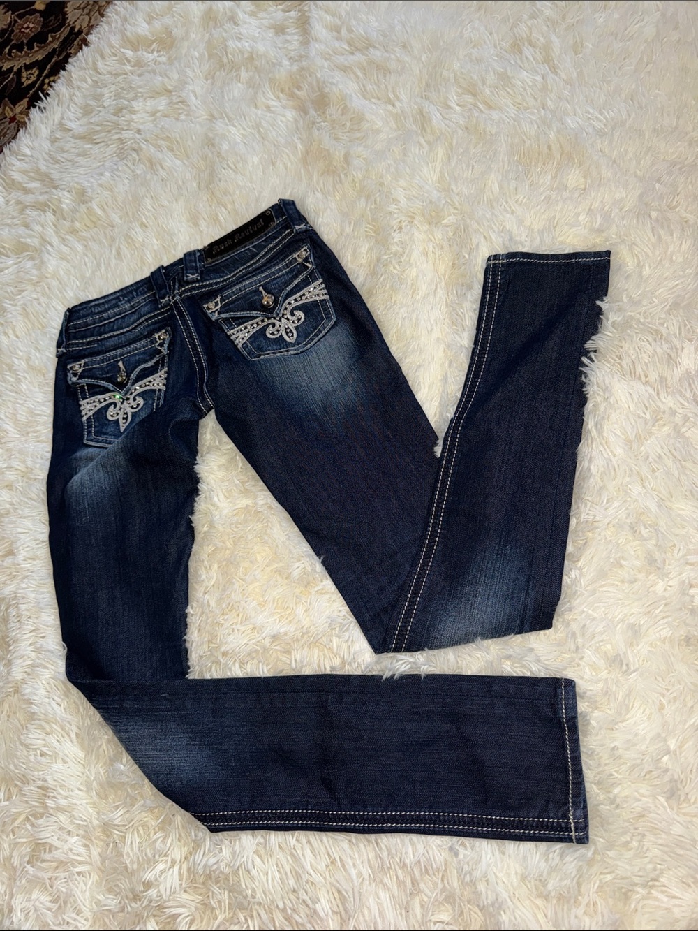 Rock Revival Indigo Bootcut Jeans with Embroidered Back